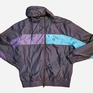 Hurley Windbreaker Jacket Mens Medium Hooded Colorblock 90s Theme